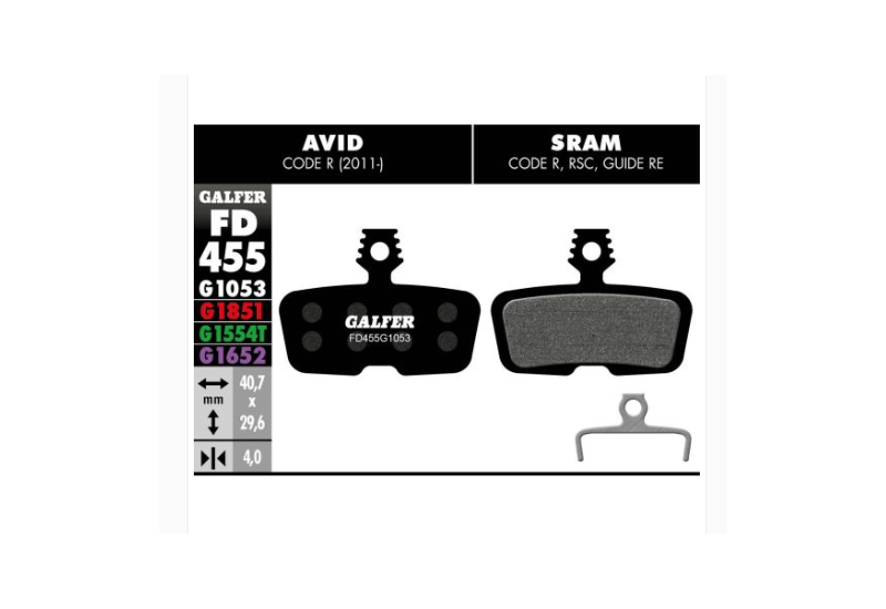 PLAQUETTES DE FREINS PAIRE GALFER G1053 STANDARD AVID CODE R 2011