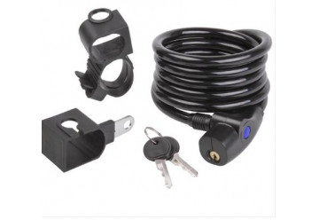 ANTIVOL VELO SPIRAL A CLE D 10 X 1.80M NOIR AVEC SUPPORT