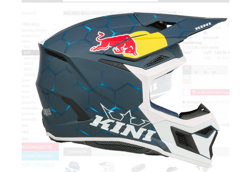 CASQUE Kini Red Bull MX3 Helmet Kini Red Bull 1.0 blue/white