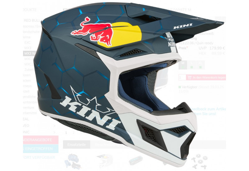 CASQUE ENFANT MOTO CROSS Kini Red Bull MX3 Youth Helmet Kini Red Bull 1.0 blue/white