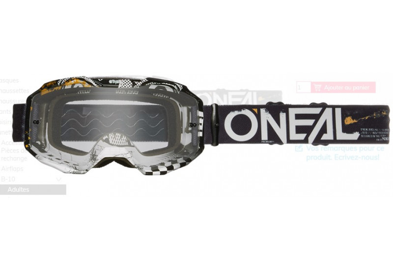 LUNETTE/MASQUE O'Neal B-10 Goggle ATTACK black/white - clear