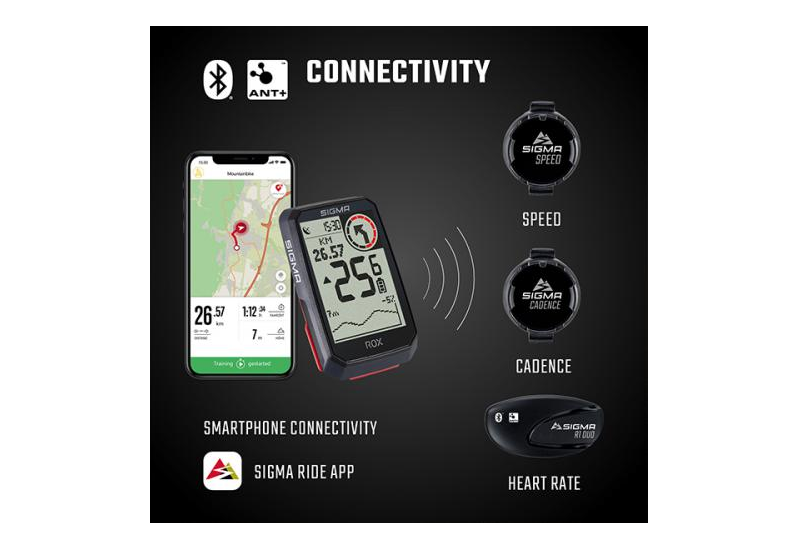 COMPTEUR DE VELO SIGMA ROX 4.0 HR SET  GPS NOIR