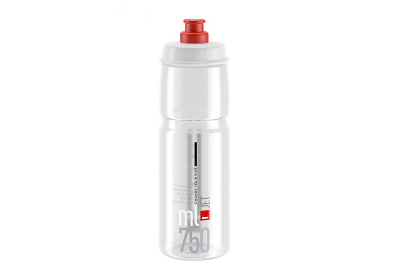 BIDON ELITE JET TRANSPARENT LOGO ROUGE 750 ml